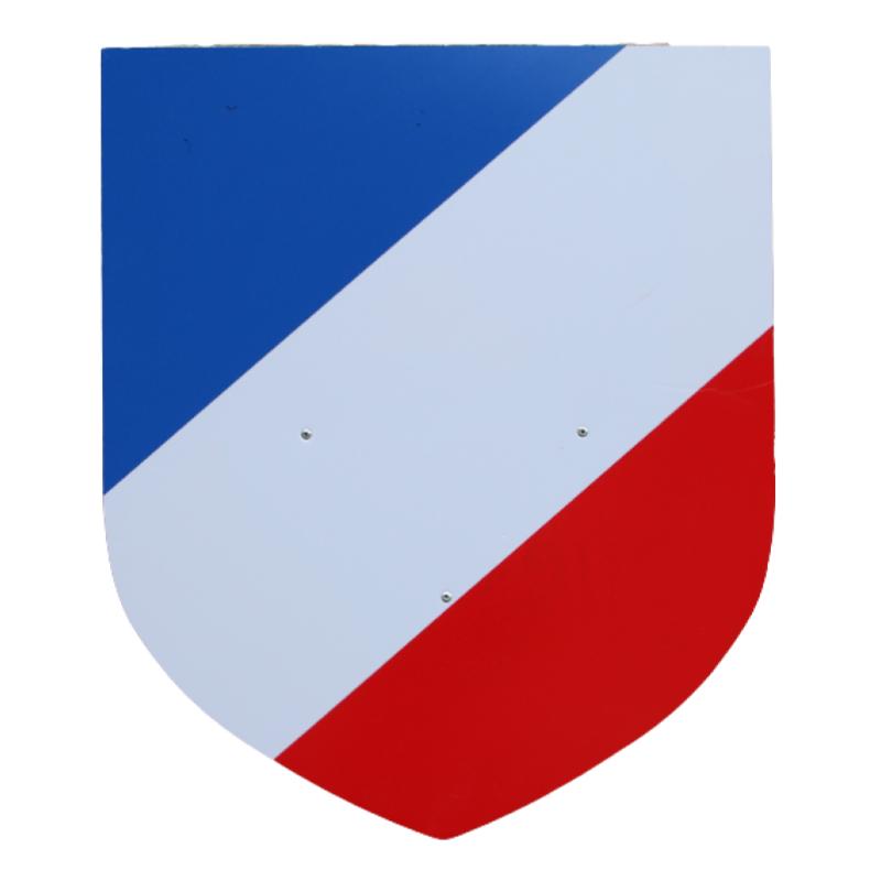 Ecusson porte-drapeau bouclier tricolore bandes latéral