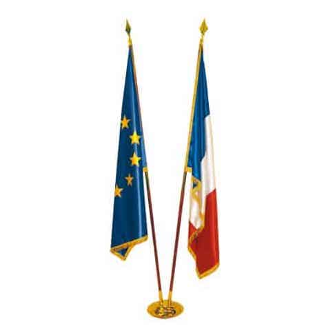 Lot de 2 drapeaux de mairie prestige France et Union Européenne