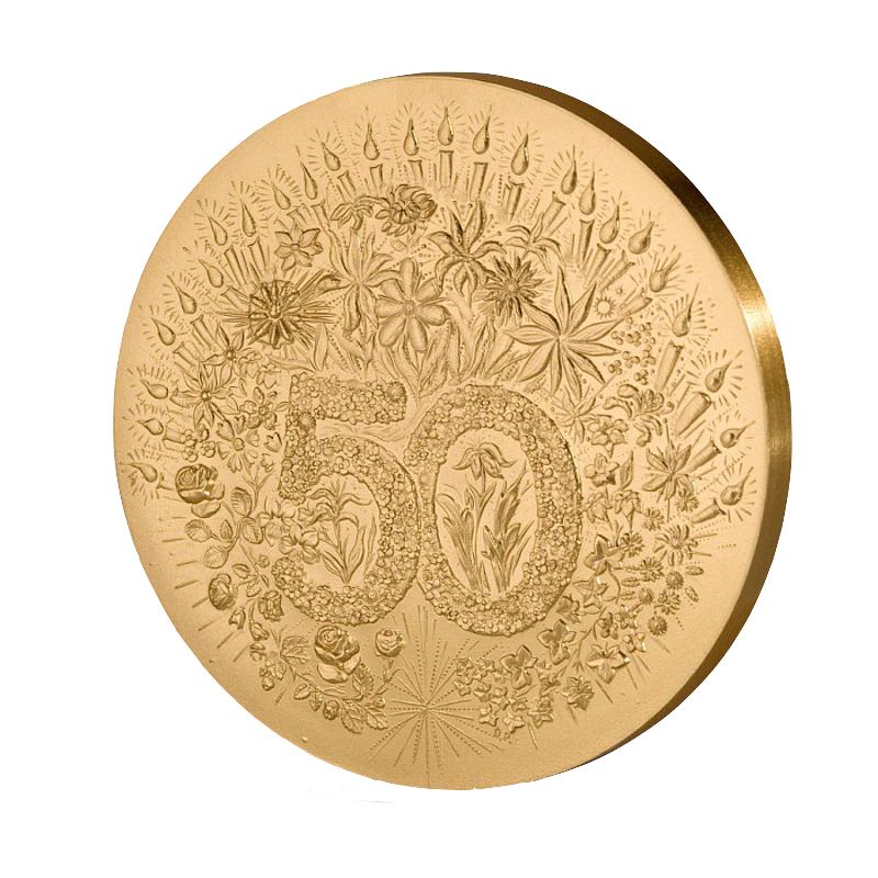Médaille Noces d'or Bronze doré 50 ans de mariage