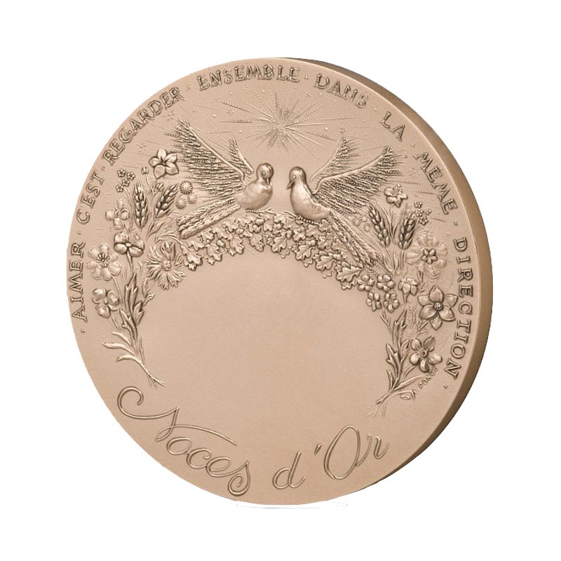 Médaille Noces d'or Bronze monétaire 50 ans de mariage