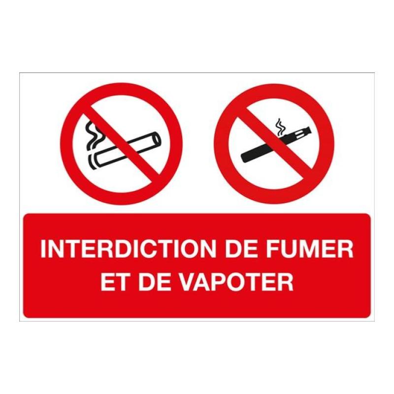 Panneau interdiction de fumer et d'utiliser la cigarette électronique