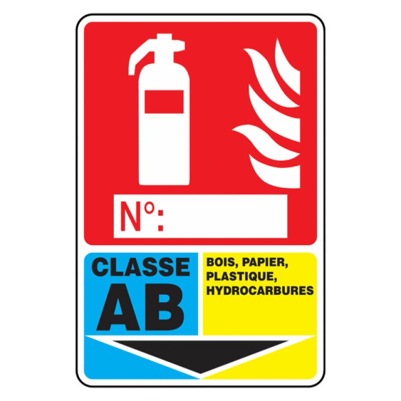 Panneau PVC Extincteur Classe AB + étiquette