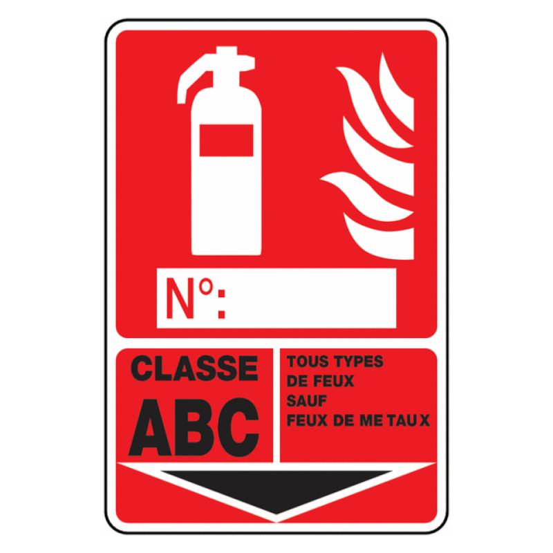 Panneau PVC Extincteur Classe ABC + étiquette