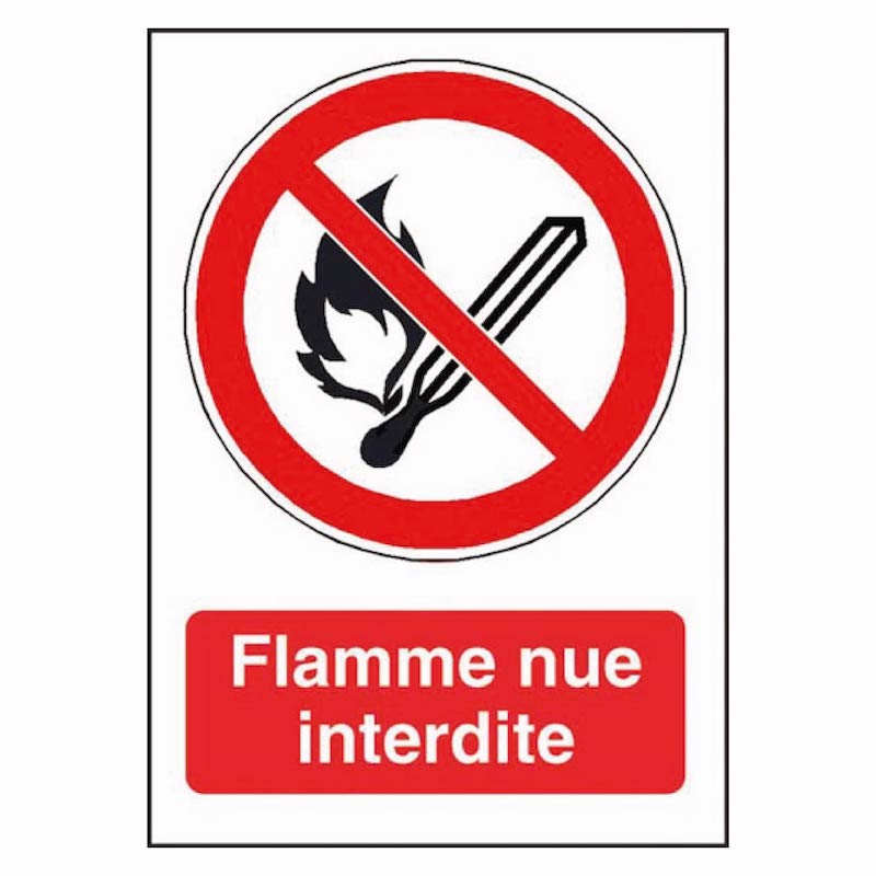 Signalétique flamme nue interdite