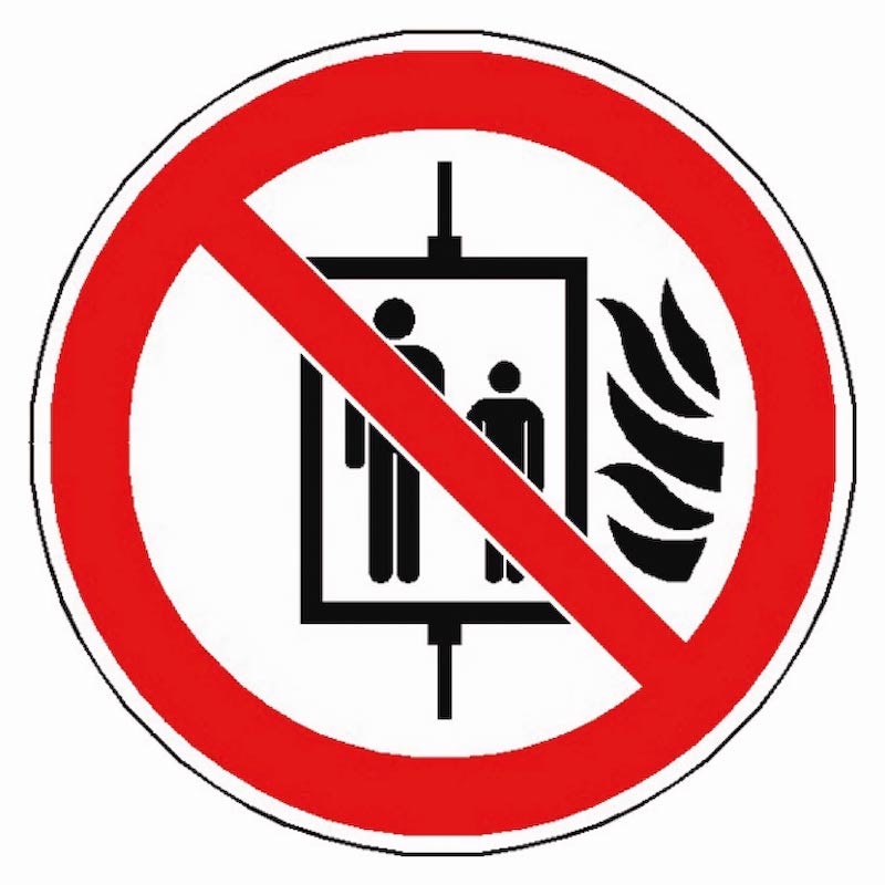 Signalétique interdiction d'utiliser ascenseur en cas d'incendie