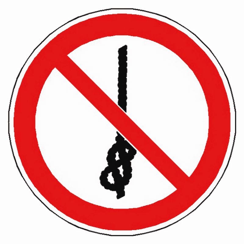 Signalétique interdiction de faire des noeuds sur la corde
