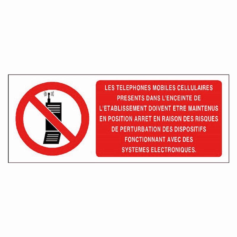 Signalétique les téléphones mobiles cellulaires interdits