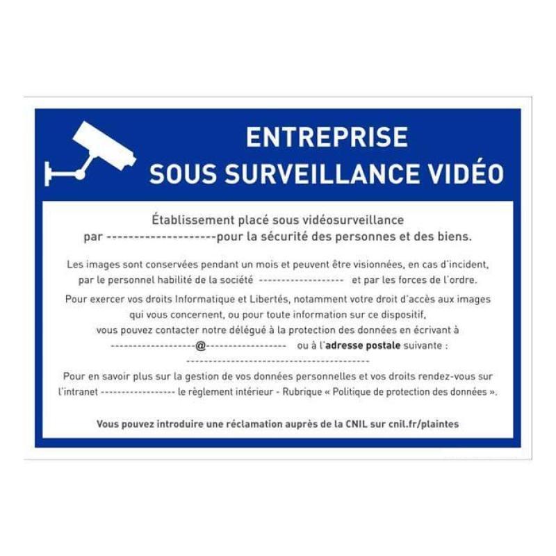 Panneau entreprise sous vidéo surveillance à personnaliser
