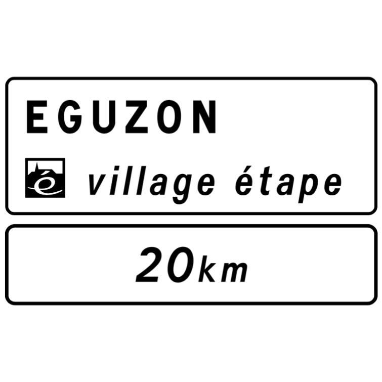 D45 "Présignalisation d'un village étape à 20 km"