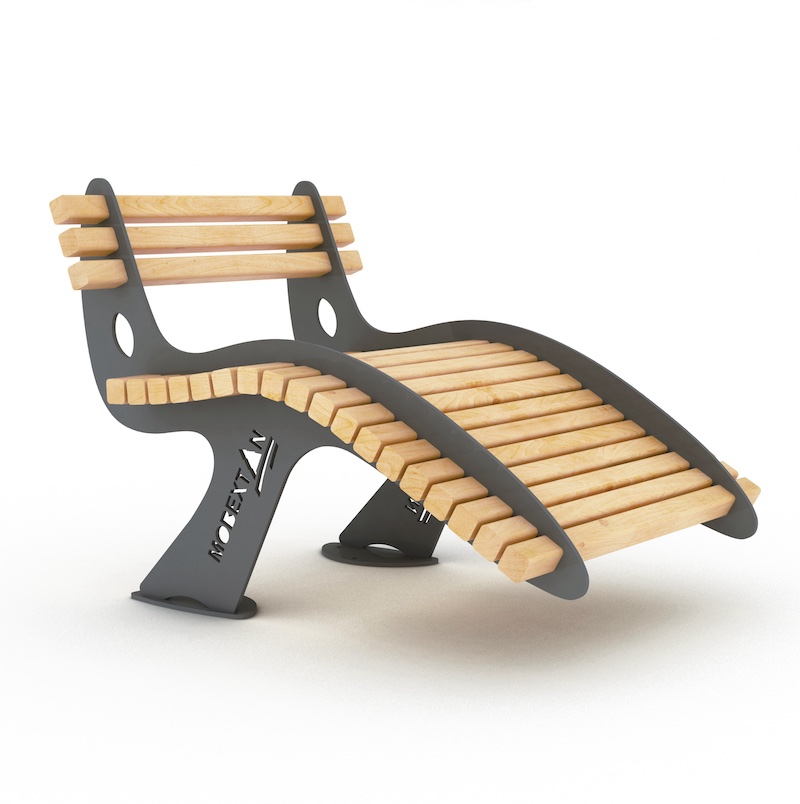 Chaise longue en bois et acier trevignon