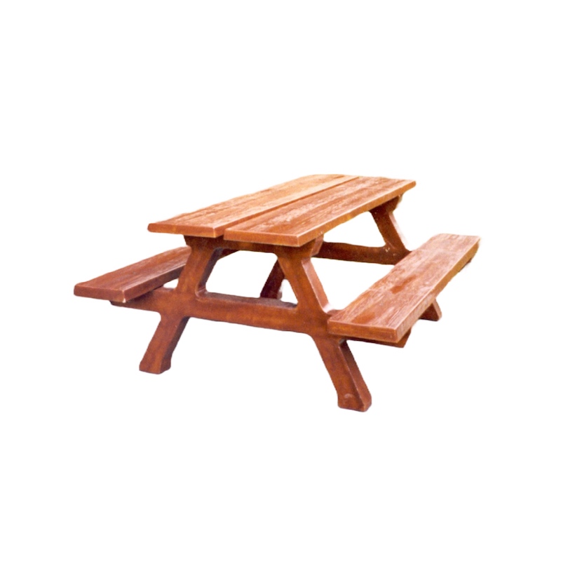 Table de pique nique forestière TRADITION en béton aspect bois